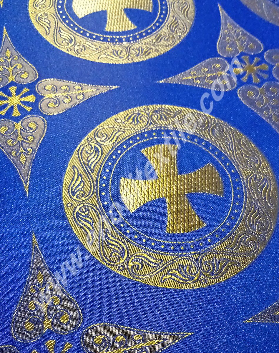 KL-025 Navy Blue-Gold Brocade Fabrics